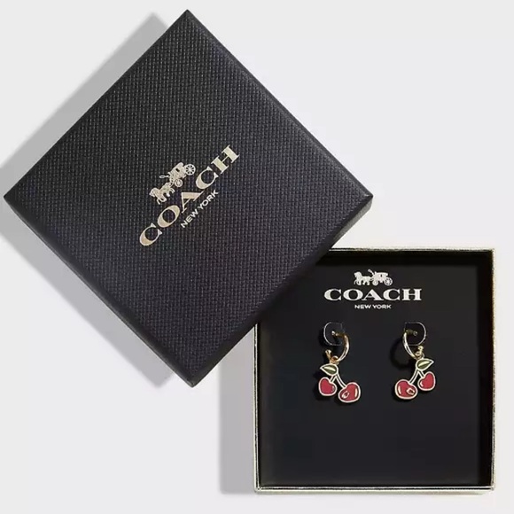 Coach Cherry Charm Huggie Earring NWT in the Box - Picture 1 of 6
